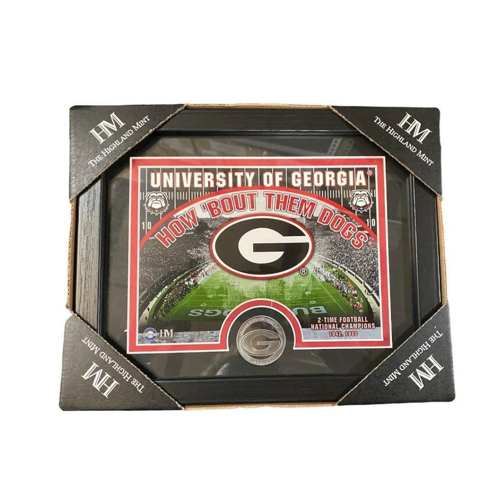 GEORGIA BULLDOGS MINT COIN FRAMED STADIUM PHOTO & COIN by HIGHLAND MINT – NEW
